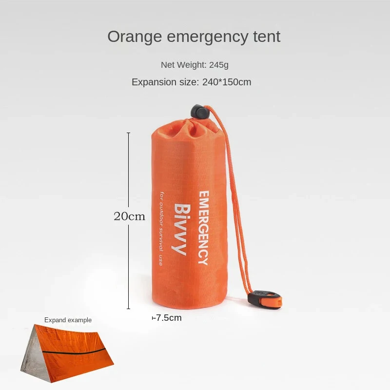 (image for) 2 Person Emergency Shelter Bivy Survival Tent Kit Mylar Tube Tent Sleeping Bag Waterproof Outdoor SOS Thermal Blanket Reusable